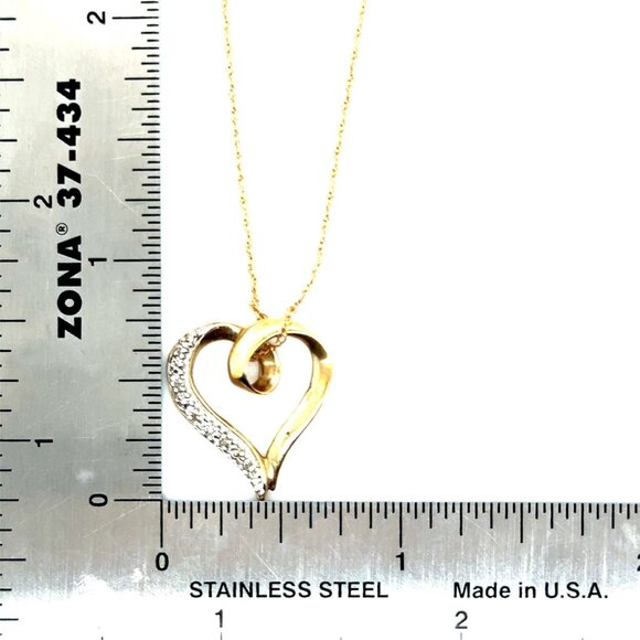 14k/10K Diamond Heart Necklace - Picture 6 of 7